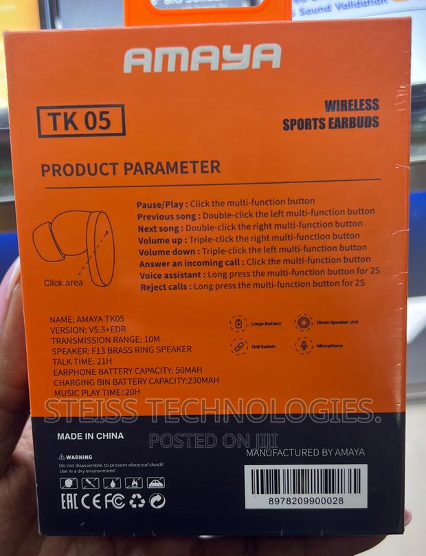 Amaya TK-05 Black Wireless Earbuds - thumbnail 2