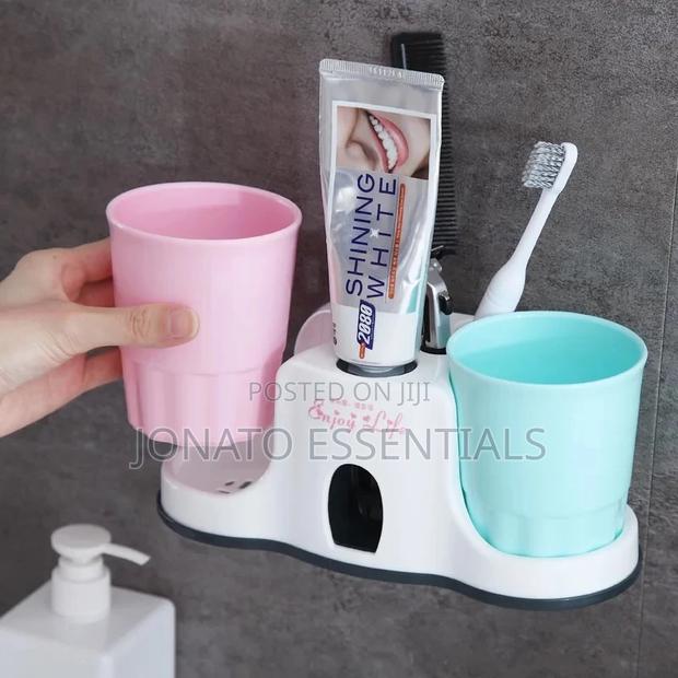 Toothbrush Holder And Toothpaste Dispenser With 2 Cups - thumbnail 4