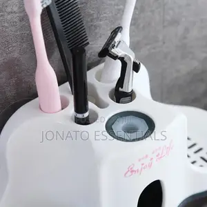 Toothbrush Holder And Toothpaste Dispenser With 2 Cups