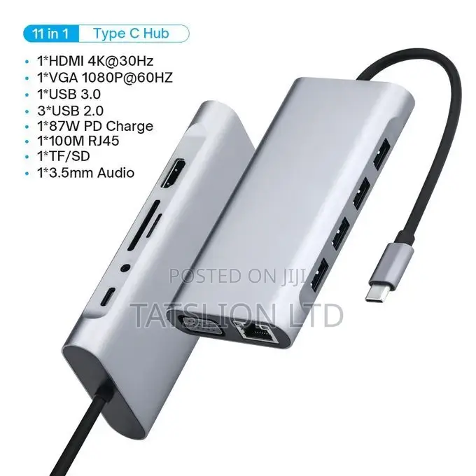 11 in 1 Usb C Hub Type C Adapter to Hdmi-Compatible Vga
