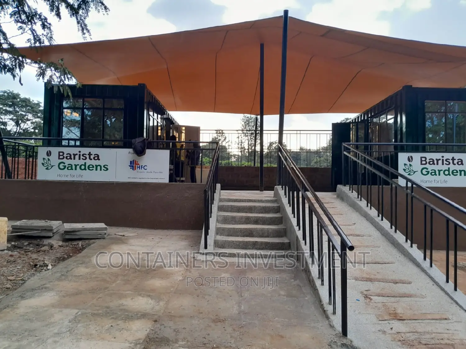 Container Offices Completed- With a Canvas Roof.