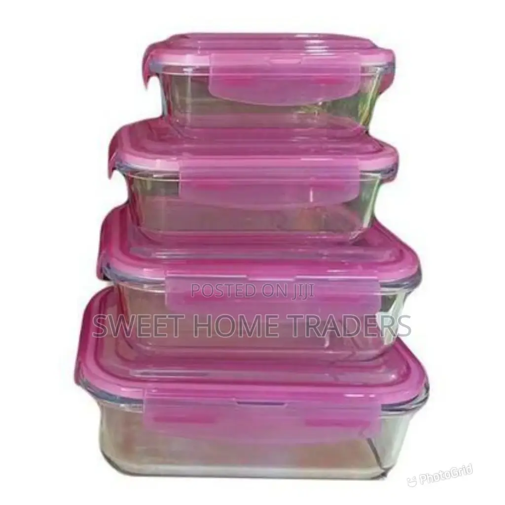 Set of 4 Glass Storage Containers 