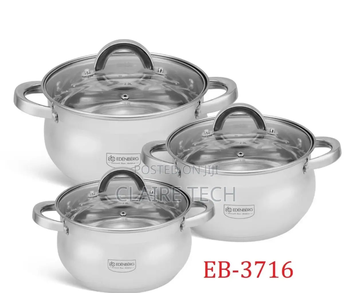 6 Pieces(EB-3716) Edenberg Stainless Steel Cookware Set