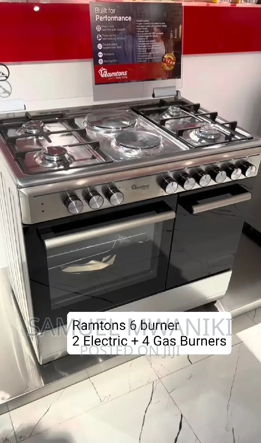 Ramtons Cooker 4 Gas + 2 Electric 90X60 INOX Cooker- Rf/498