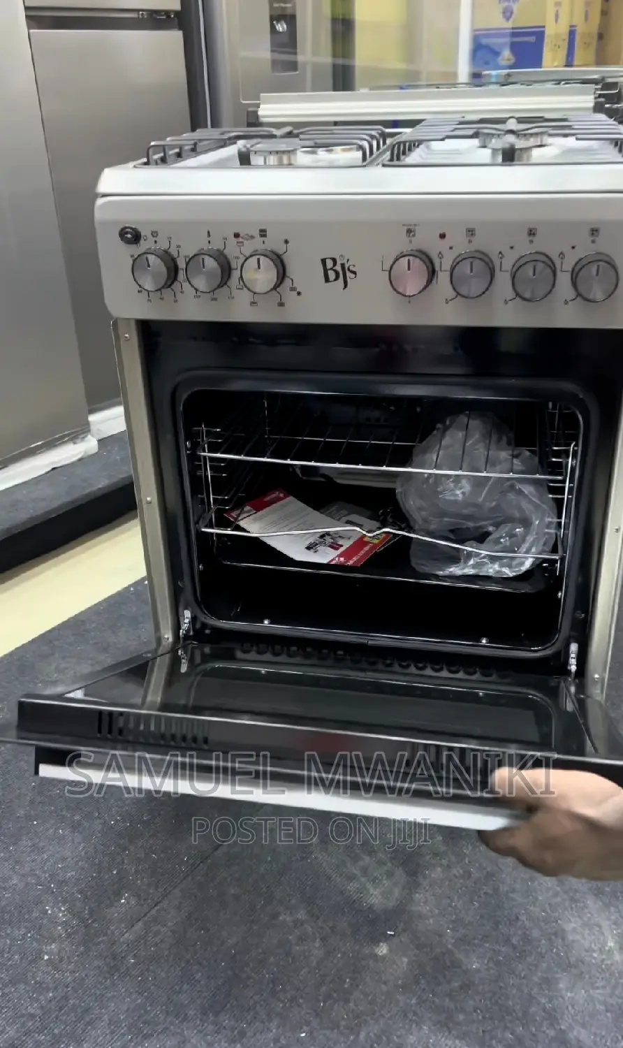 BJ'S 60X60 3GAS+1 Hot Plate Turbo-Fan Standing Cooker Silver