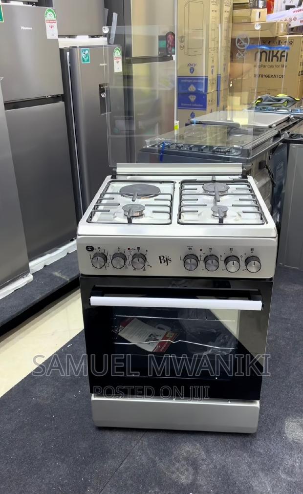BJ'S 60X60 3GAS+1 Hot Plate Turbo-Fan Standing Cooker Silver