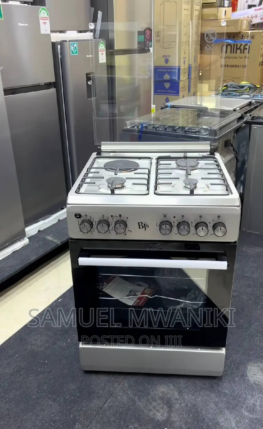BJ'S 60X60 3GAS+1 Hot Plate Turbo-Fan Standing Cooker Silver