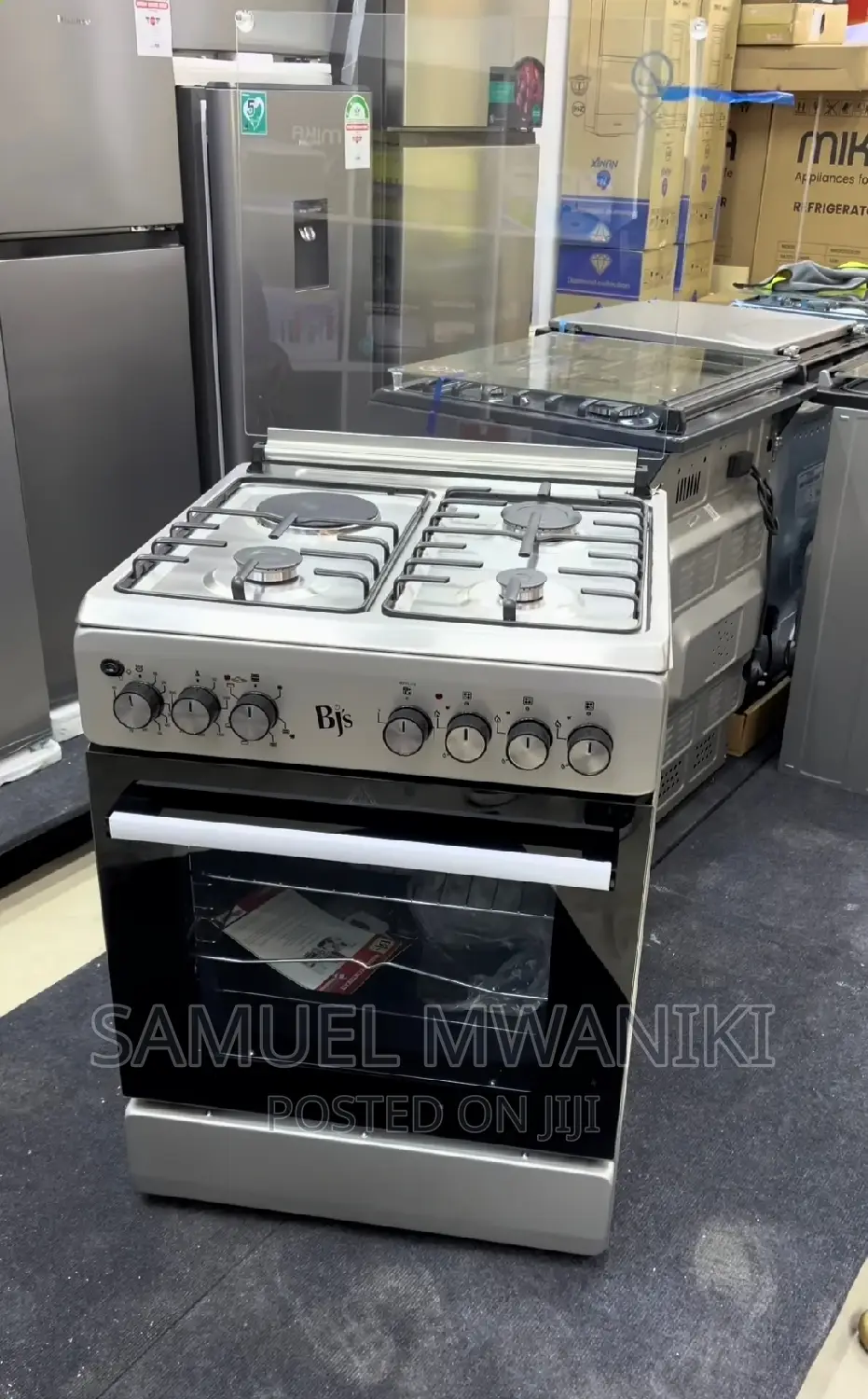 BJ'S 60X60 3GAS+1 Hot Plate Turbo-Fan Standing Cooker Silver