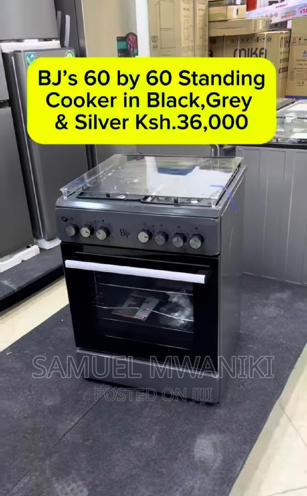 BJ'S 60X60 3GAS+1 Hot Plate Turbo-Fan Standing Cooker Grey