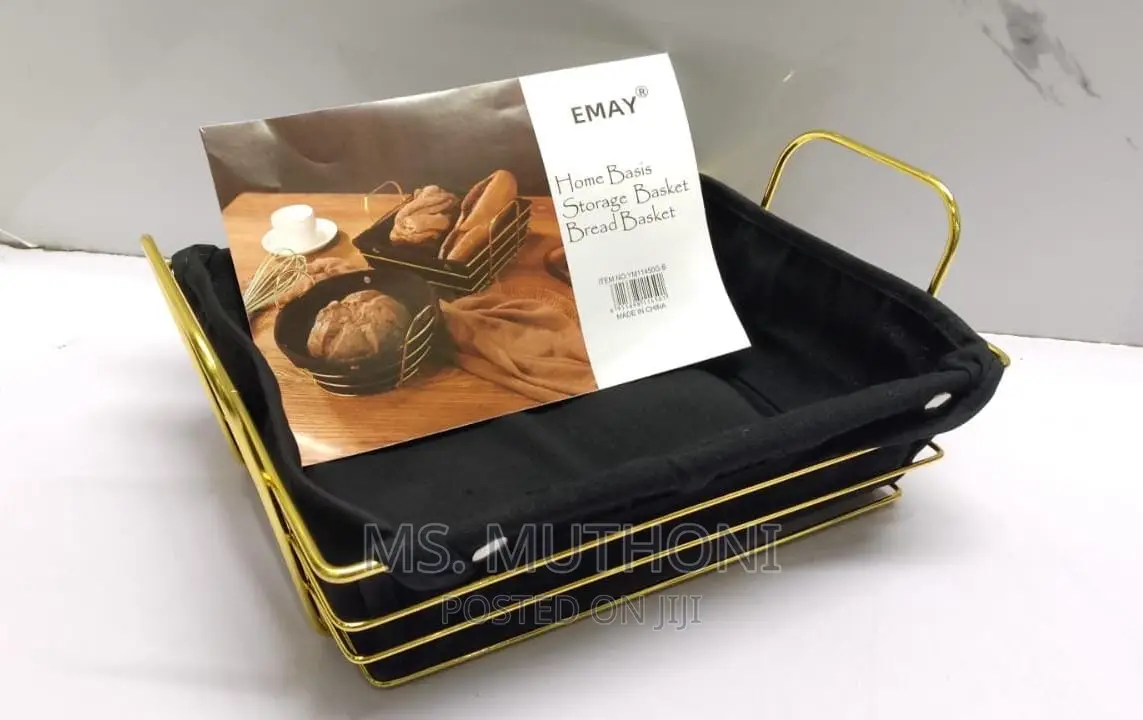Gold Frame Black Cloth Storage Basket Available in Two Shape
