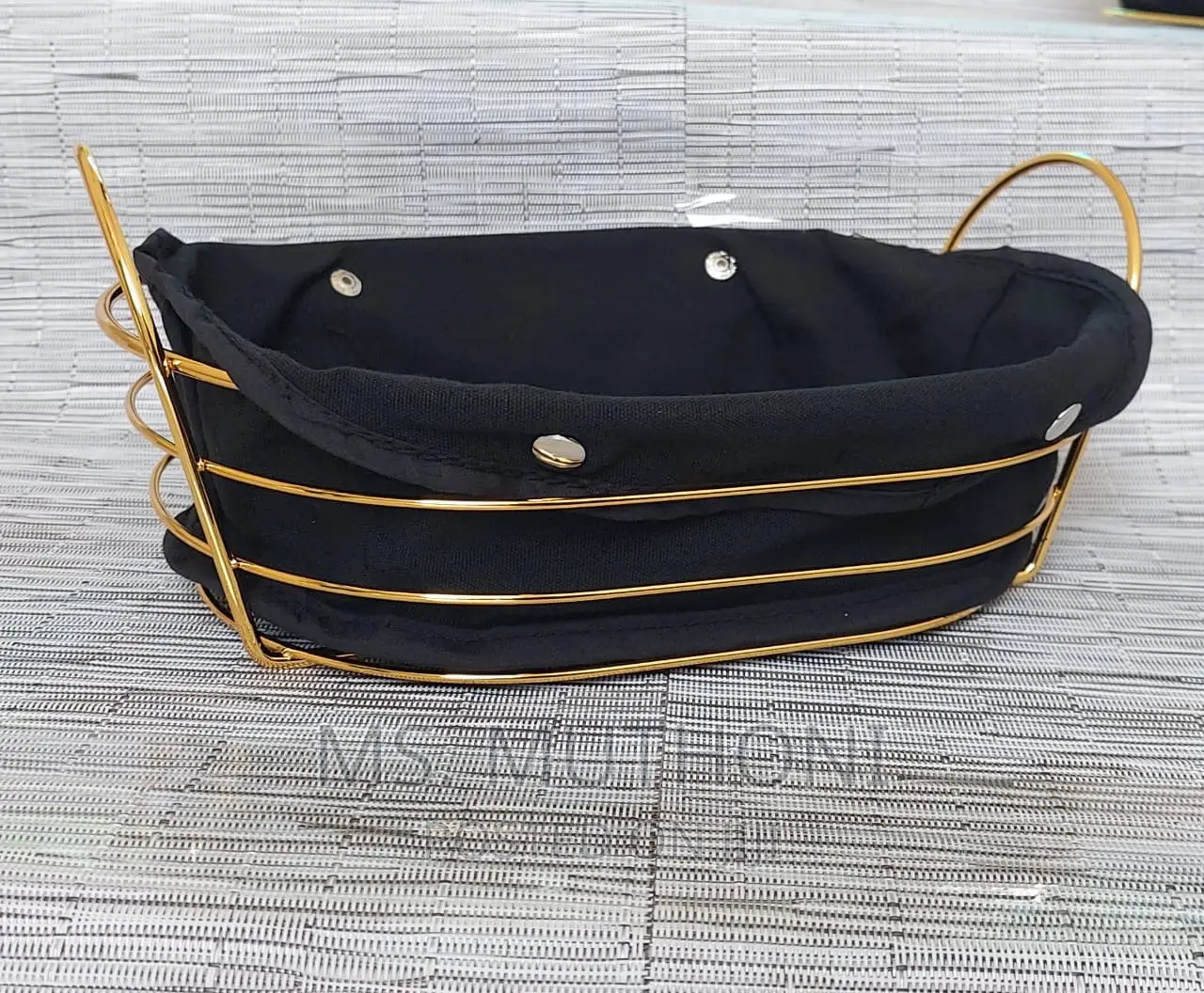 Gold Frame Black Cloth Storage Basket Available in Two Shape