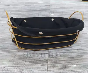 Gold Frame Black Cloth Storage Basket Available in Two Shape