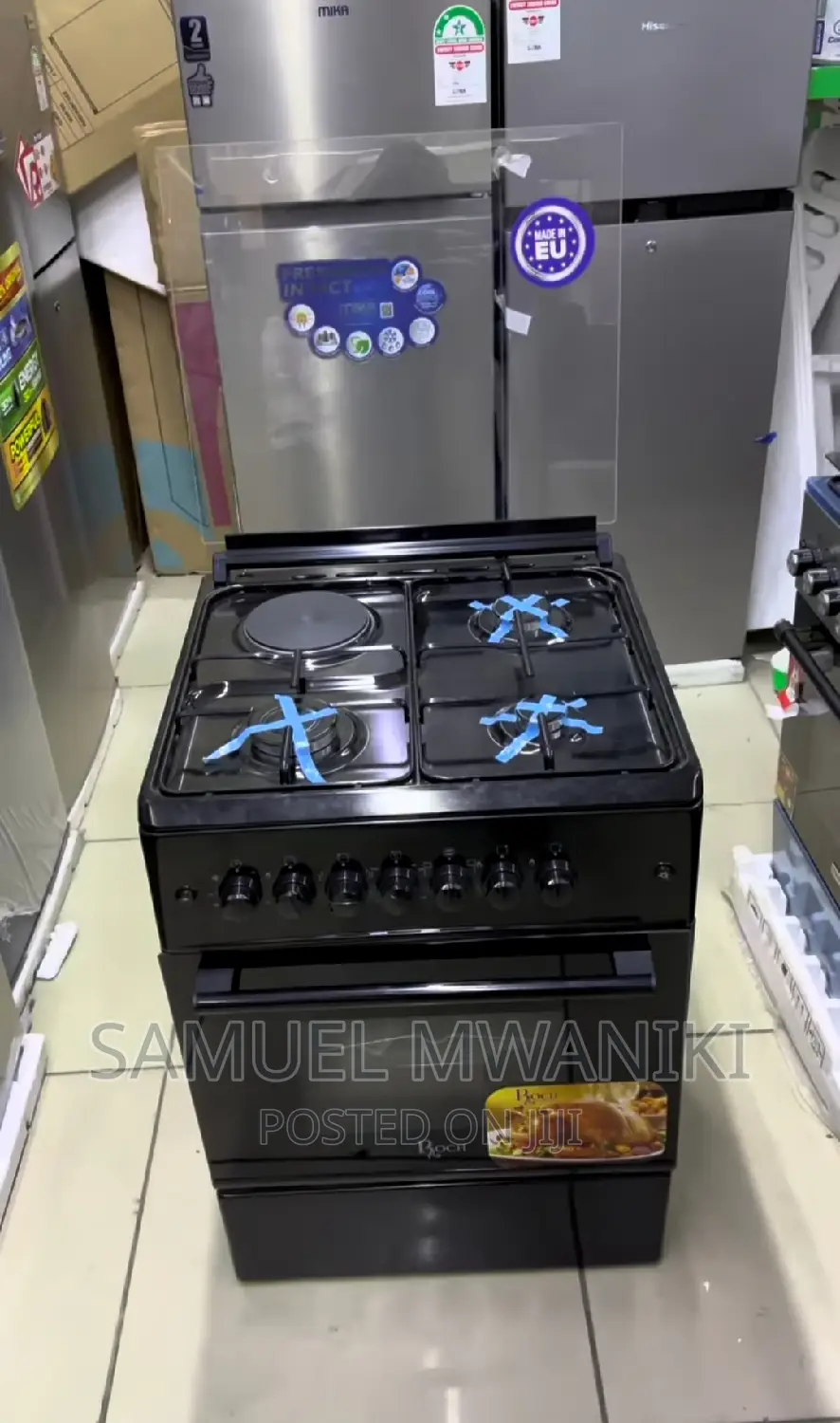 Roch Reck 60 by 60 3 Gas Burners + 1 Hotplate Cooker - Black