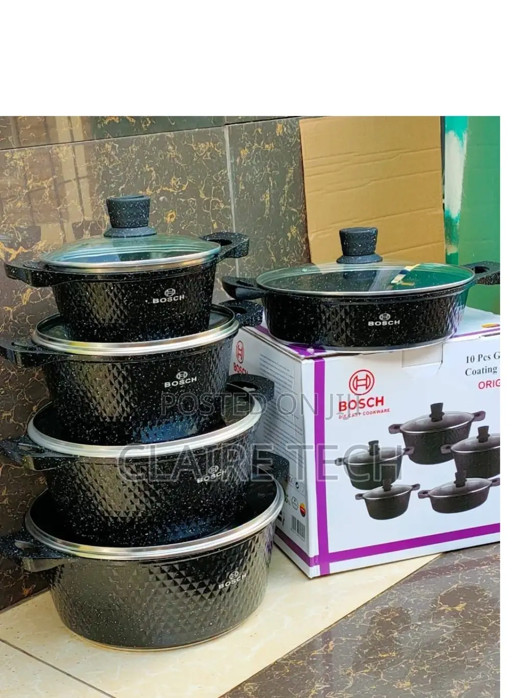 Black 10 PCS Bosch Granite Cookware Set