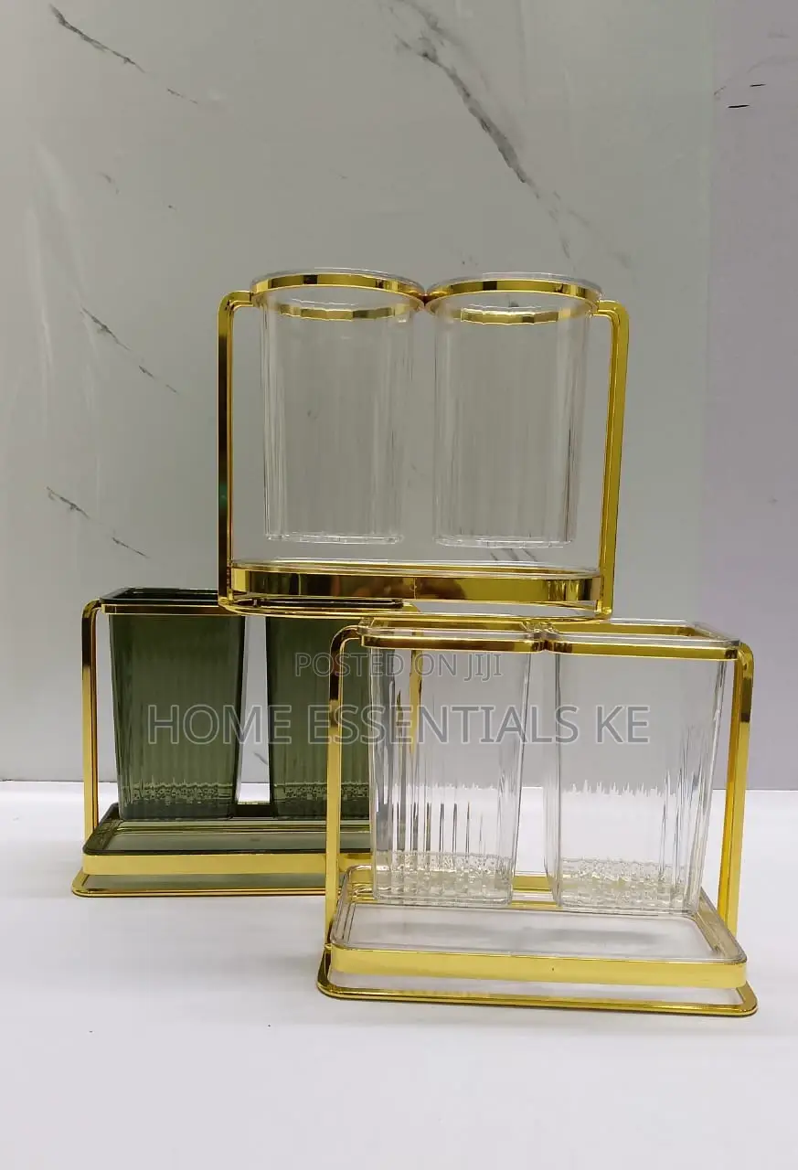 Acrylic 2slot Cutlery Drainer Tray in Golden Stand-3 Options