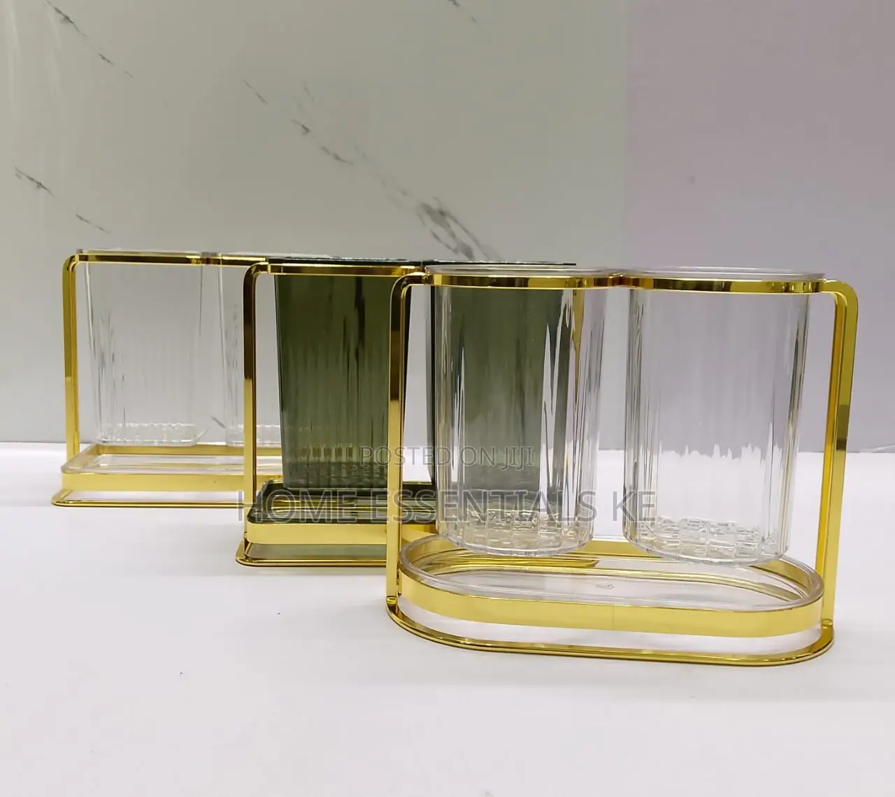 Acrylic 2slot Cutlery Drainer Tray in Golden Stand-3 Options