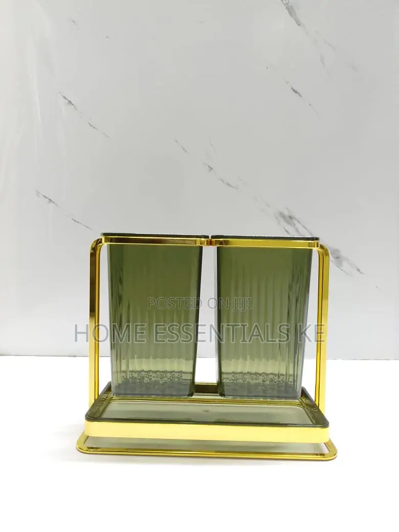 Acrylic 2slot Cutlery Drainer Tray in Golden Stand-3 Options