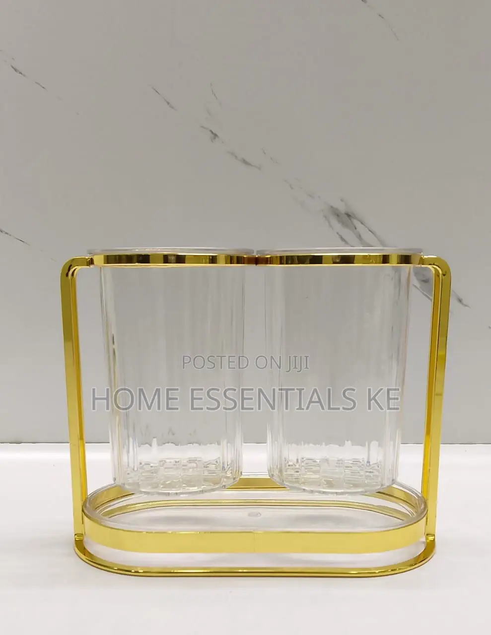 Acrylic 2slot Cutlery Drainer Tray in Golden Stand-3 Options
