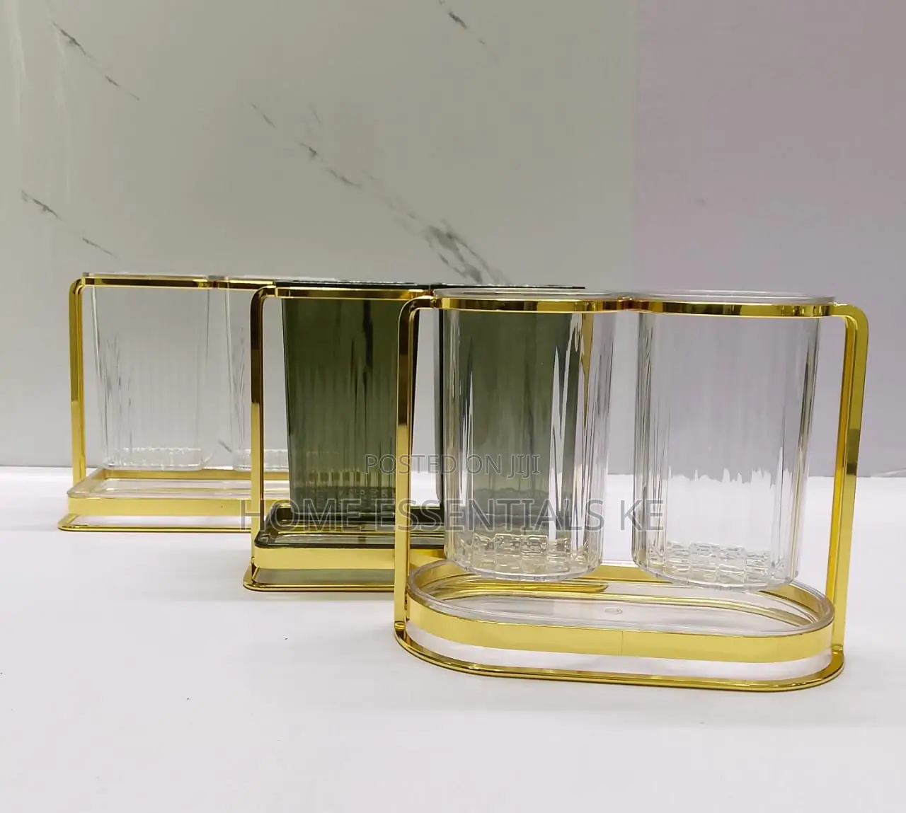 Acrylic 2slot Cutlery Drainer Tray in Golden Stand-3 Options