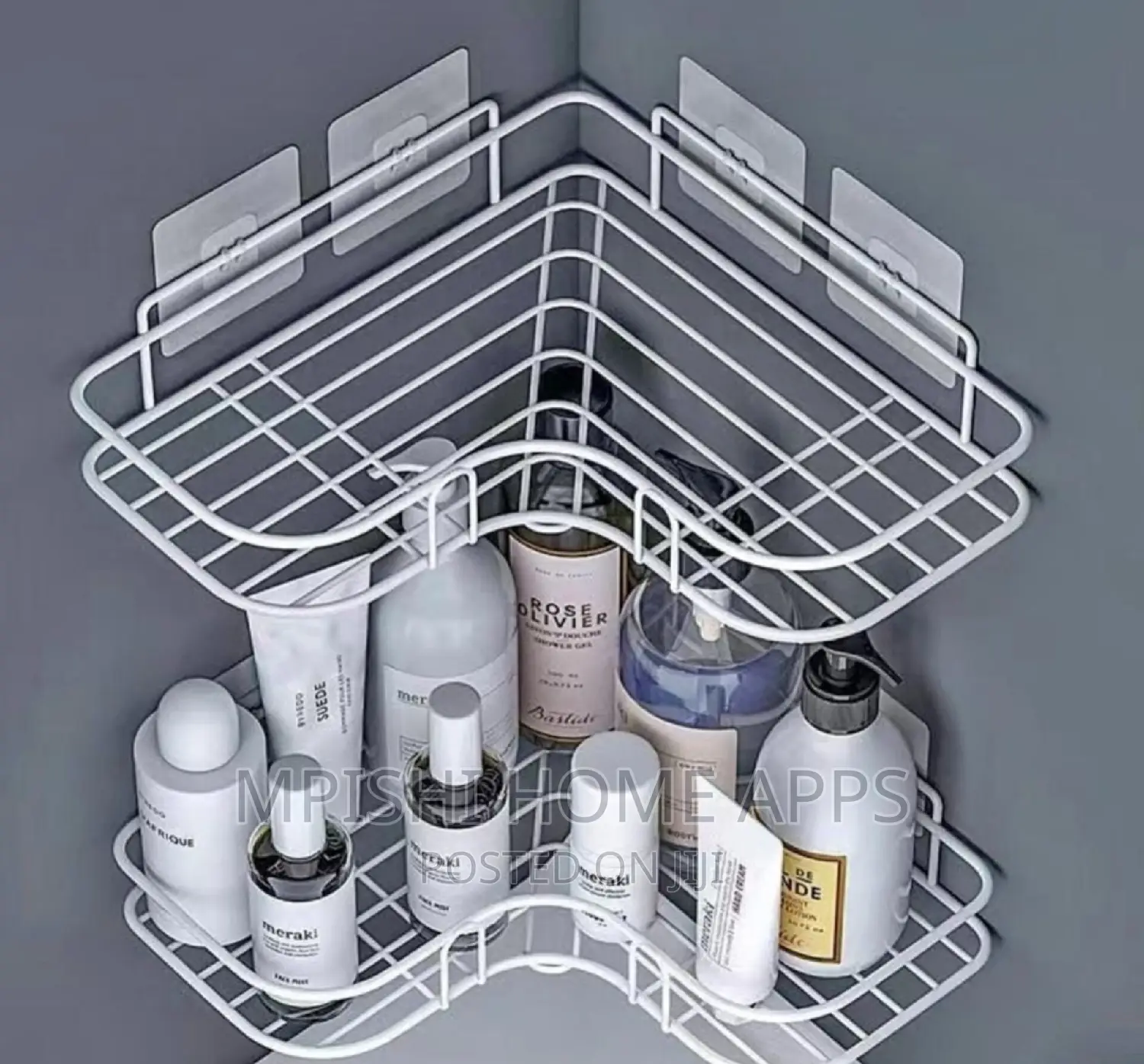 Metallic Corner Triangular Bathroom/Kitchen Organizer