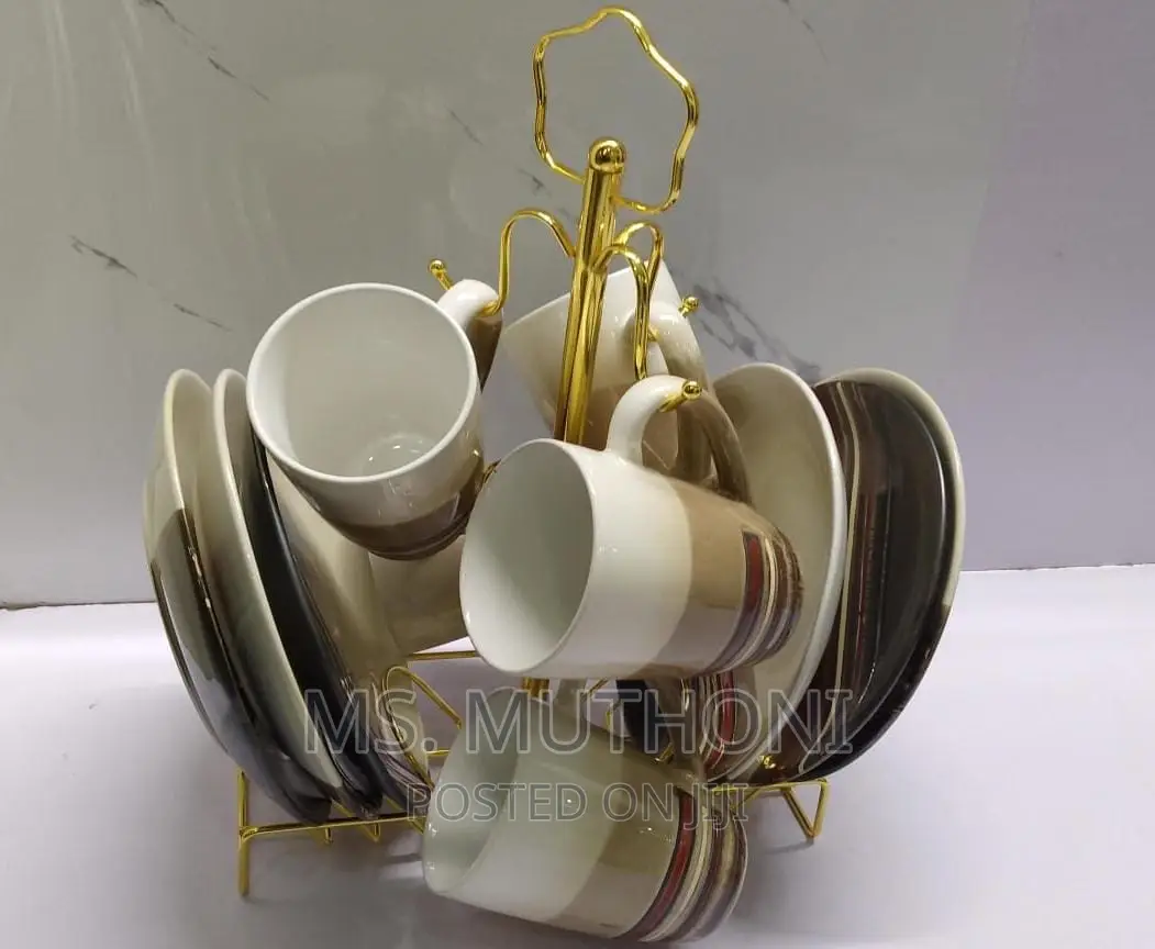 Detachable Metallic Holder for 6 Cups 6 Saucers