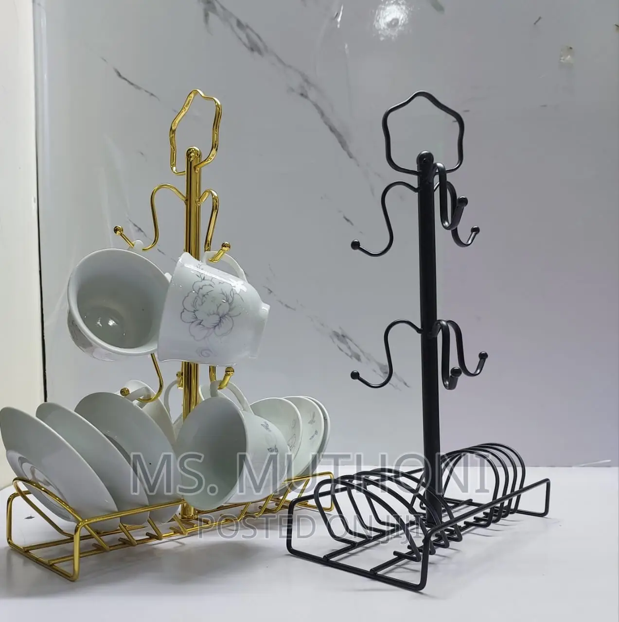 Detachable Metallic Holder for 6 Cups 6 Saucers