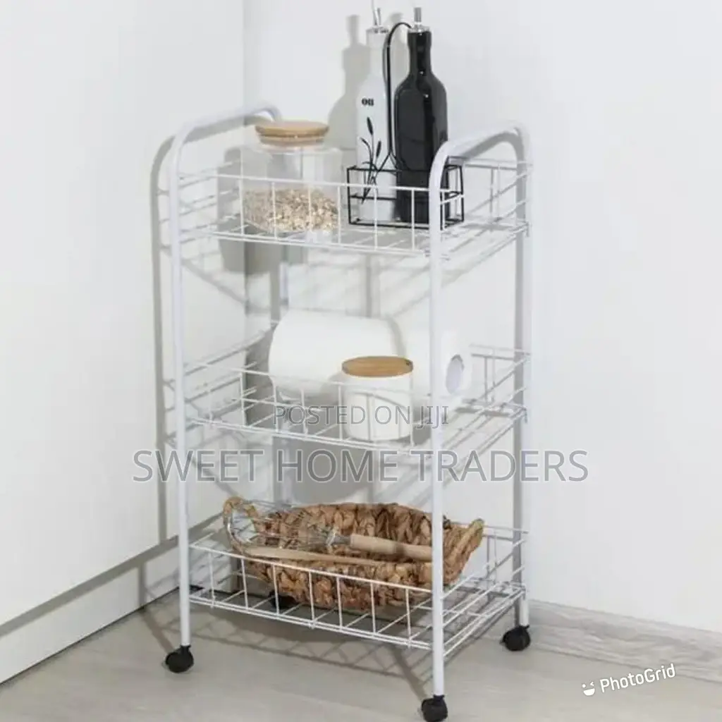 AUXILIARY TROLLEY With Wheels and Metal Mesh Trays Tray