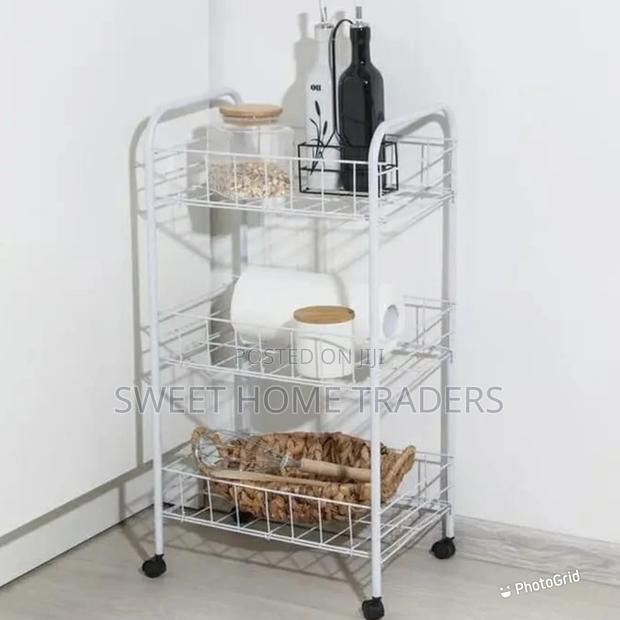 AUXILIARY TROLLEY With Wheels and Metal Mesh Trays Tray