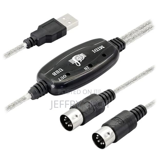 USB MIDI Cable Adapter, USB Type a Male to MIDI Din 5 Pin In
