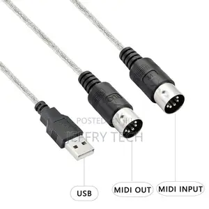 USB MIDI Cable Adapter, USB Type a Male to MIDI Din 5 Pin In