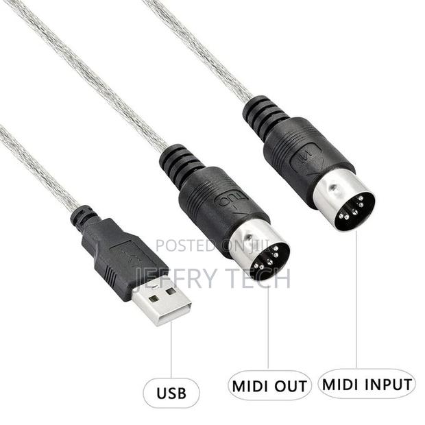 USB MIDI Cable Adapter, USB Type a Male to MIDI Din 5 Pin In - thumbnail 2