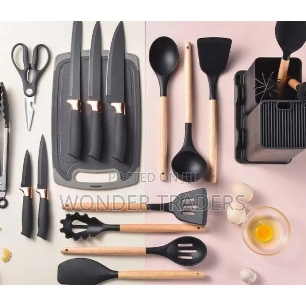19 PCS Silicone Spoon Set Black ,