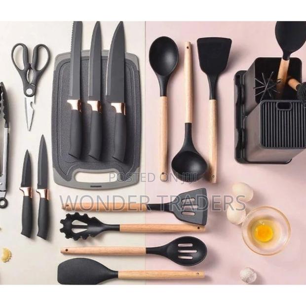 19 PCS Silicone Spoon Set Black ,