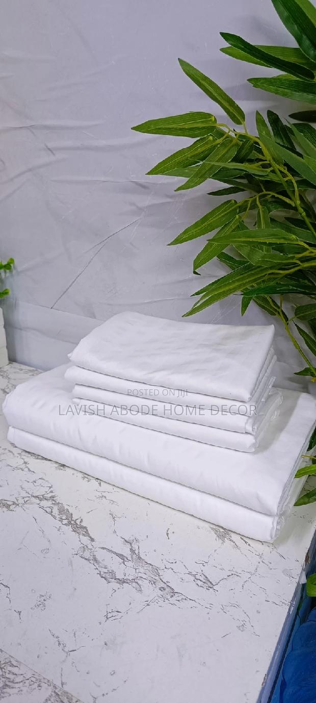 7 by 8 - 6 in 1 Cotton White Stripped Bedsheets