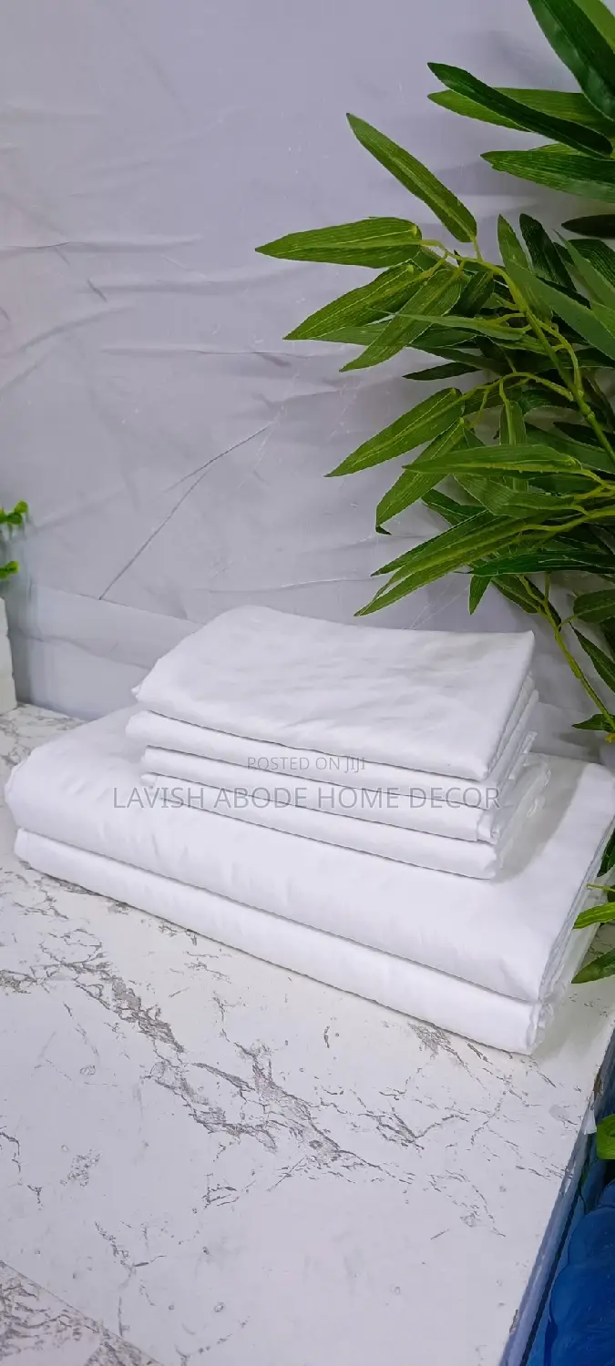 7 by 8 - 6 in 1 Cotton White Stripped Bedsheets