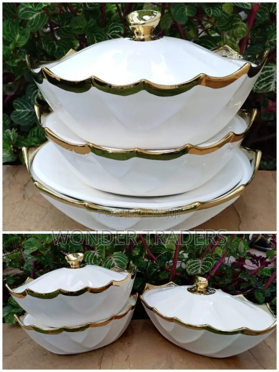 3pcs Soup Pot Ceramic Boval Bowl