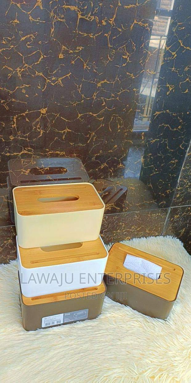 Bamboo Lid Plastic Serviette Holder - main view