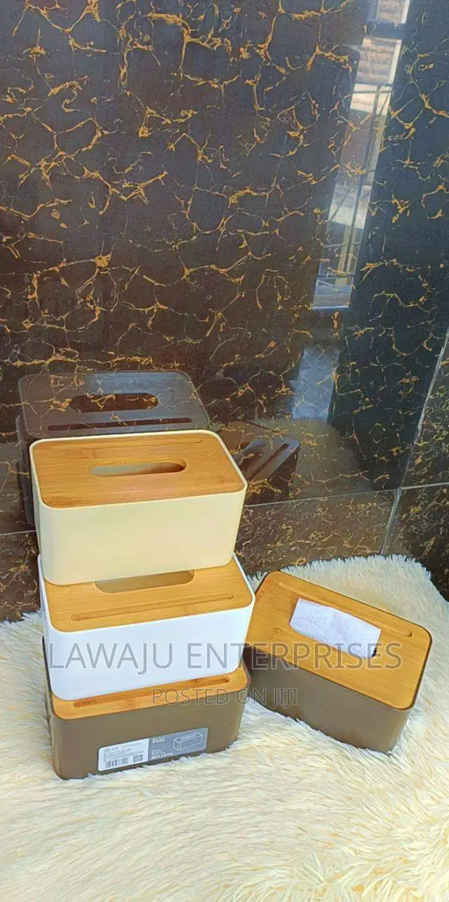 Bamboo Lid Plastic Serviette Holder