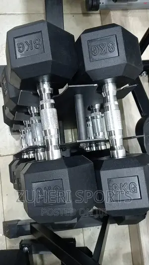 8kg Hexagon Dumbbells Pair Rubber Coated Firm Grip Handles