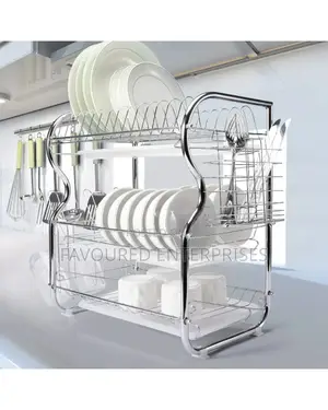 Stainless Steel Dish Drainer With Cup and Cutlery Holder