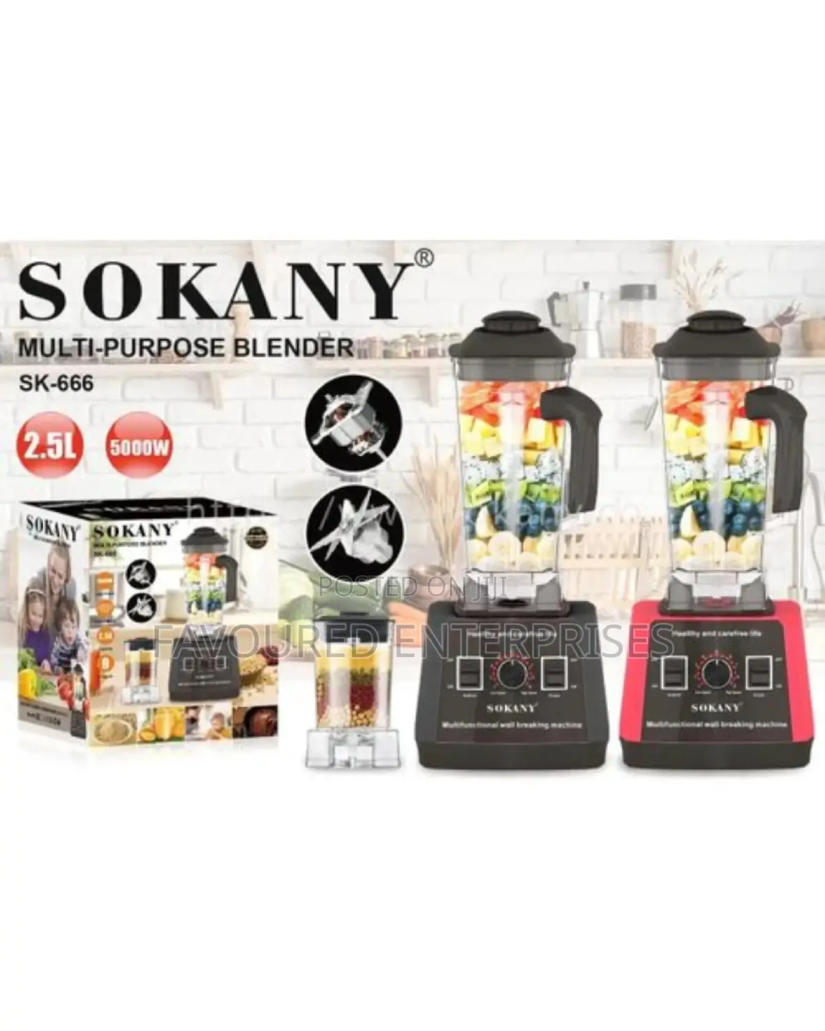 Sokany 5000 Watts Commercial Heavy Duty Blender -2.5-LTRS