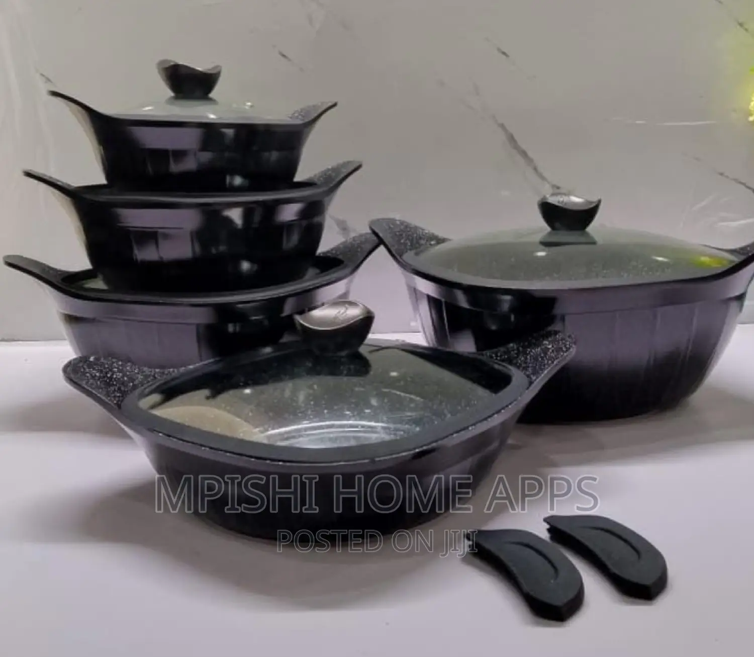 12pcs HK Granite Cookware Set With Silicon Glass Cover