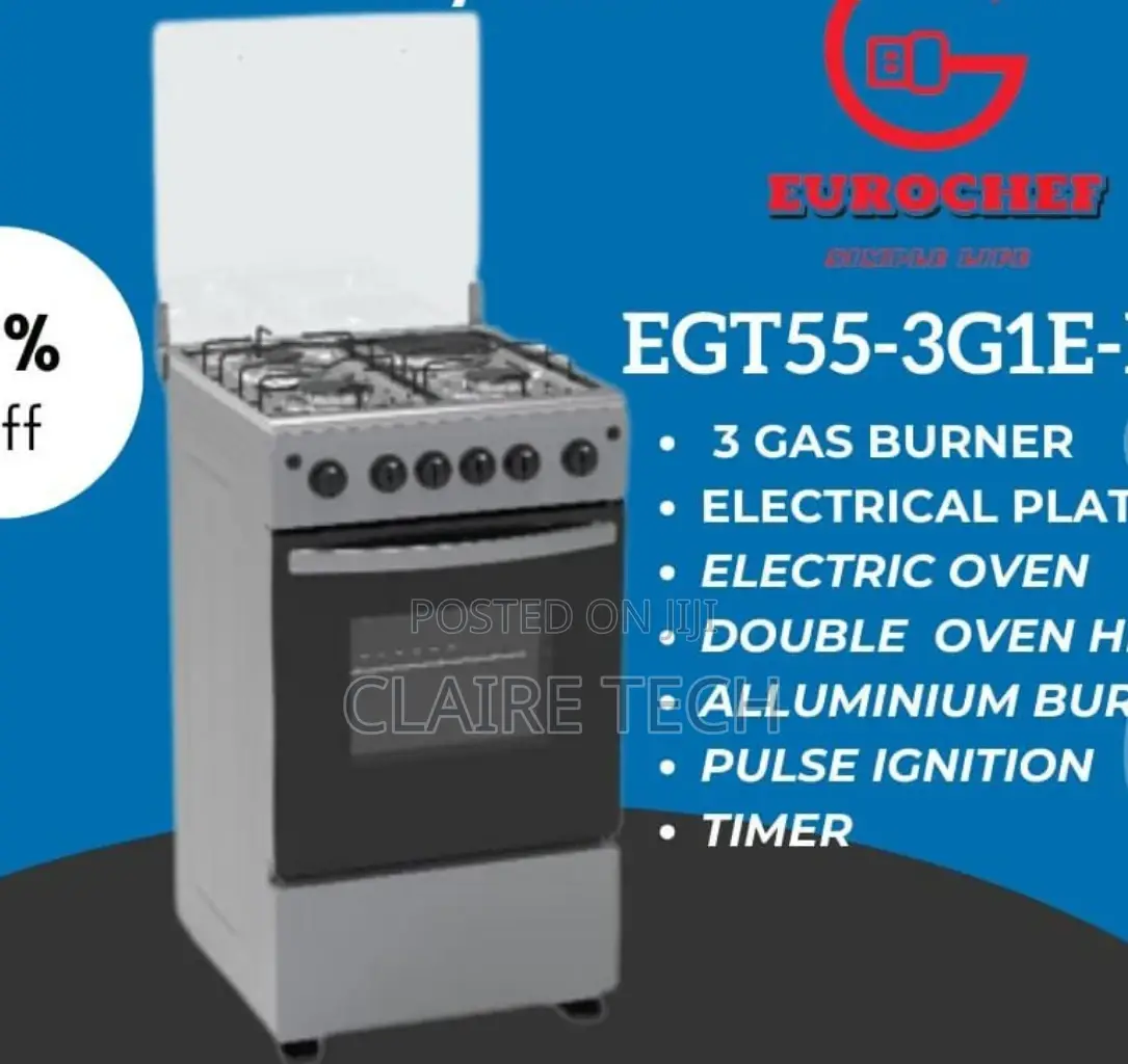 Silver Eurochef 3+1 50*60 Cm Standing Cooker, Electric Oven.