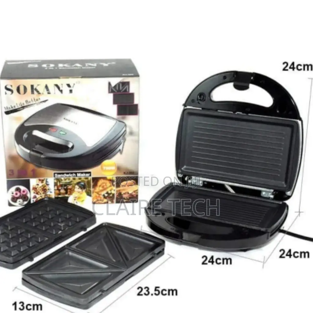 SK-302 Black SOKANY 3 in 1sandwich Maker 