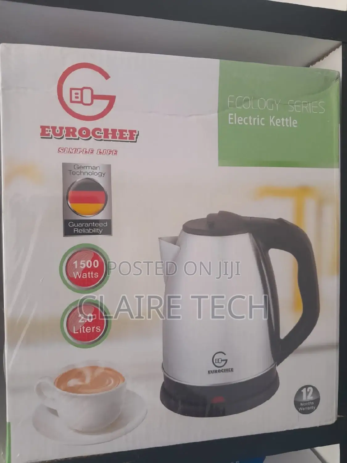 Eurochef 2 Litres Stainless Steel Electric Kettle 