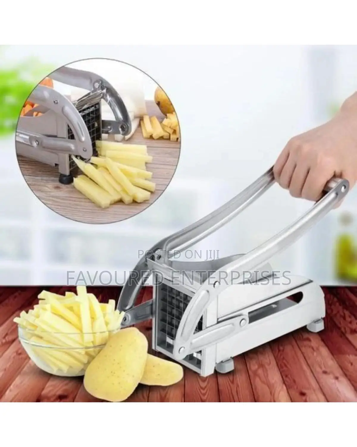 Stainless Steel Potato Chipper Chips Cutter WITH 2 Blades