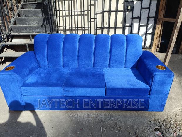 Brand New Blue 3 Seater Sofa - main view
