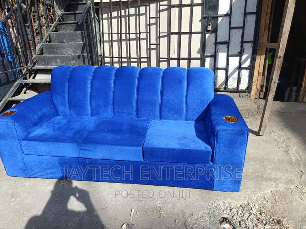 Brand New Blue 3 Seater Sofa - thumbnail 3