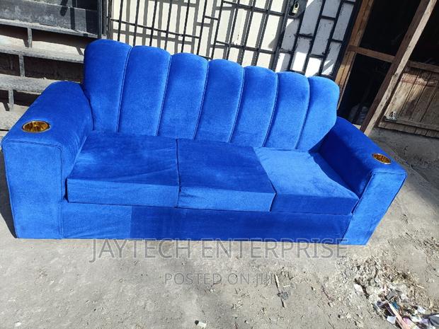 Blue Three Seater Sofa - main view