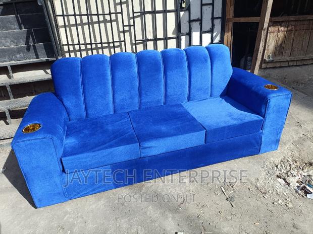 Blue Three Seater Sofa - thumbnail 3